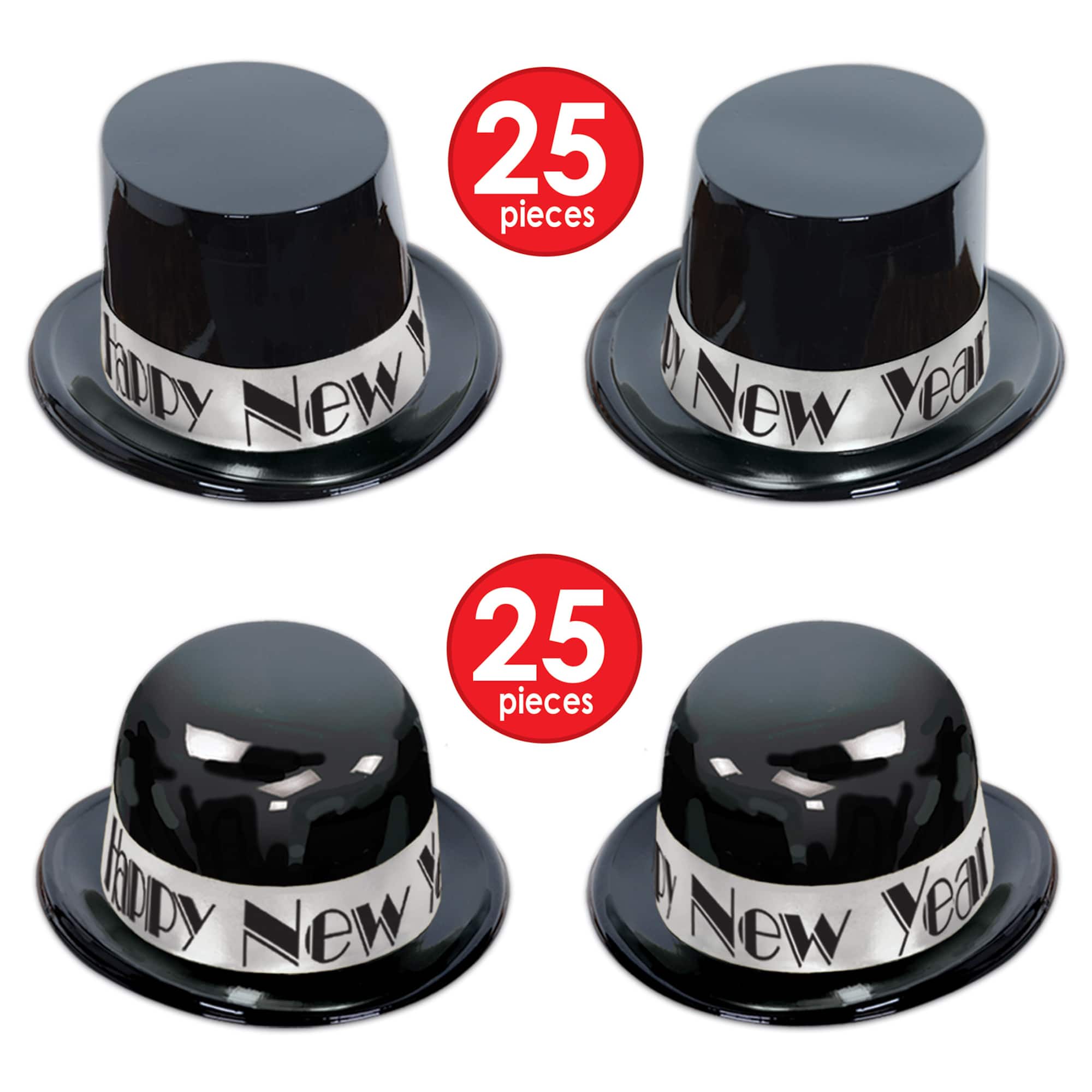 Beistle Black & Silver New Year Showtime Deluxe Party Favor Kit for 100